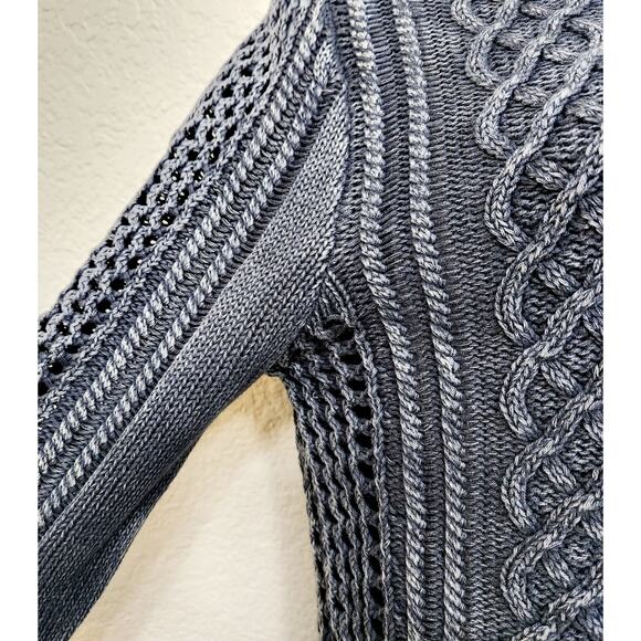 Volcom Gray Faded Cable Knit Long Sleeve Sweater XS Long Sleeves Stretch Soft - Picture 3 of 6